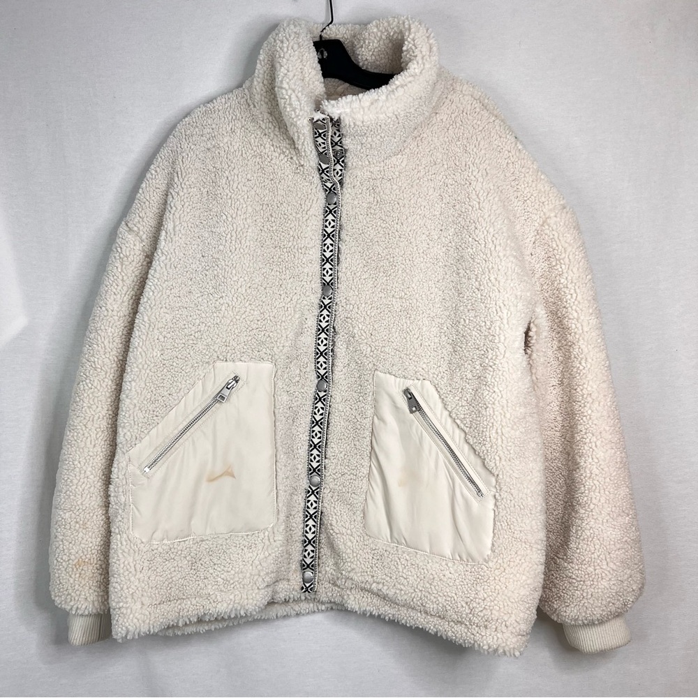 Levi's Strauss Ivory Sherpa Jacket Women's Size XL - Stain See Last Pic